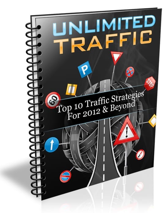 Unlimited Traffic PLR report cover with actionable traffic strategies for digital marketers