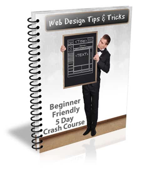 Web Design Tips and Tricks crash course cover image with simple design techniques for beginners