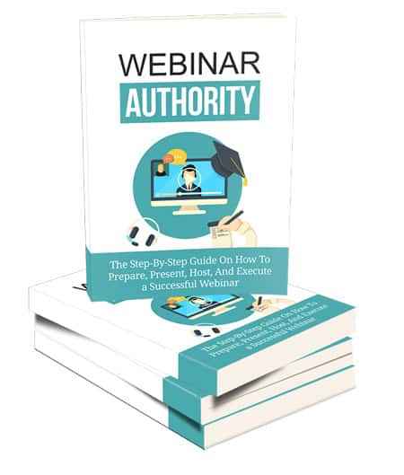 Webinar Authority book cover - step-by-step guide to hosting profitable webinars with PLR rights