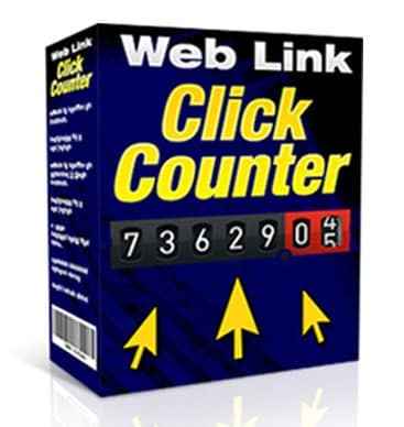 Web Link Click Counter dashboard showing ad click tracking stats and resell rights included