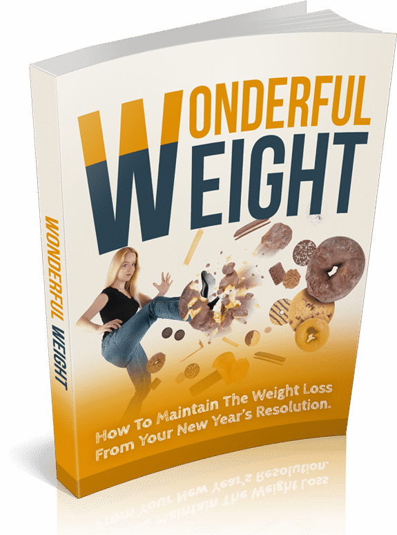 A vibrant book cover titled Wonderful Weight highlighting weight loss maintenance strategies and PLR rights.
