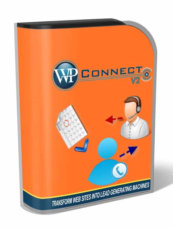 WP Connect V2 plugin screenshot with lead capture features, digital download with resell rights