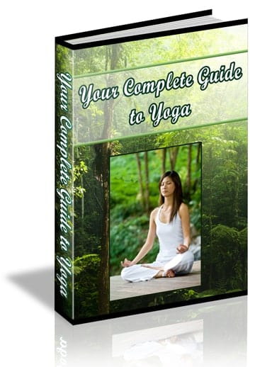 Your Complete Guide to Yoga PLR eBook – cover showing peaceful yoga pose with meditation theme